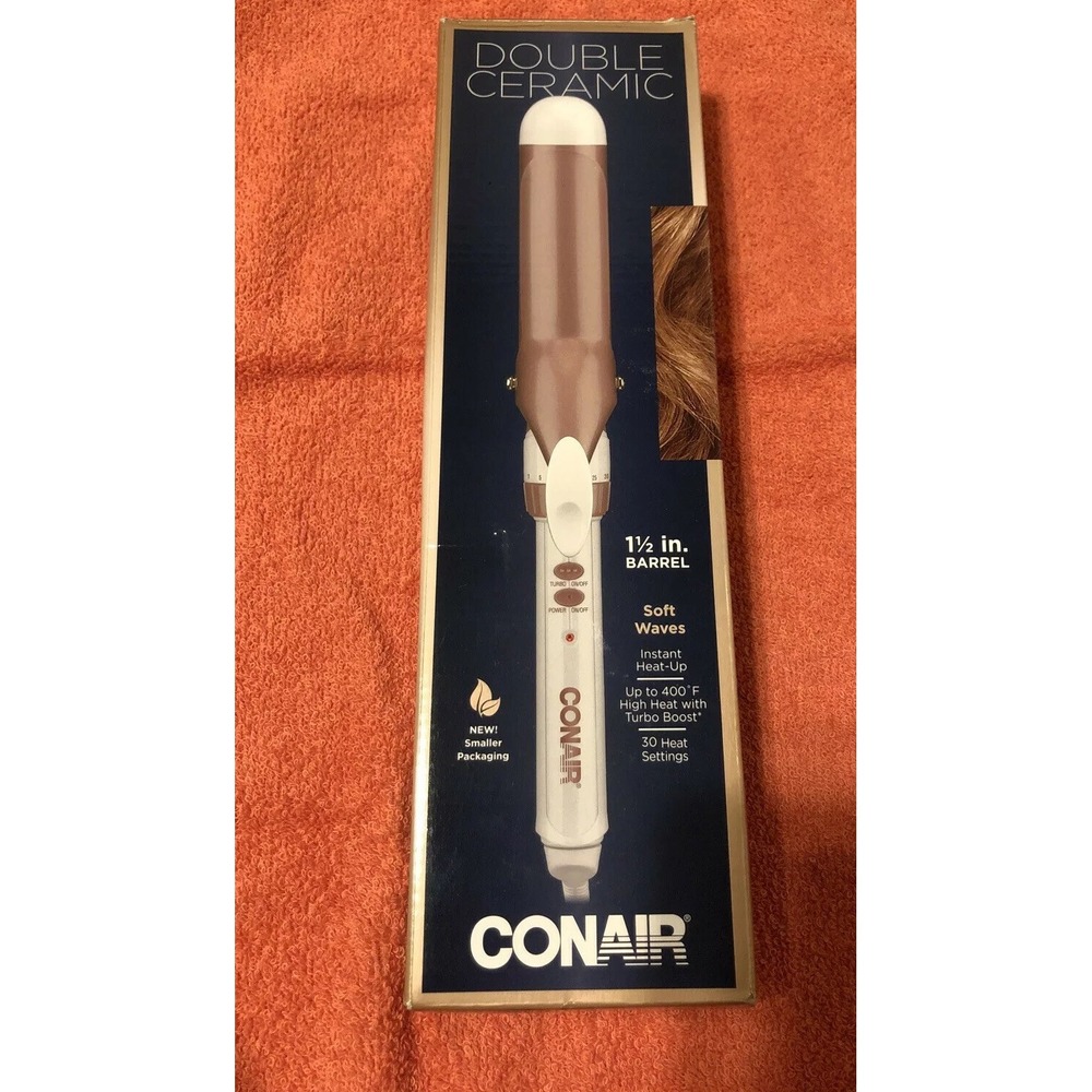 New Conair Double Ceramic 1-1/2" Barrel Classic‎ Curls CD703GN White Rose Gold